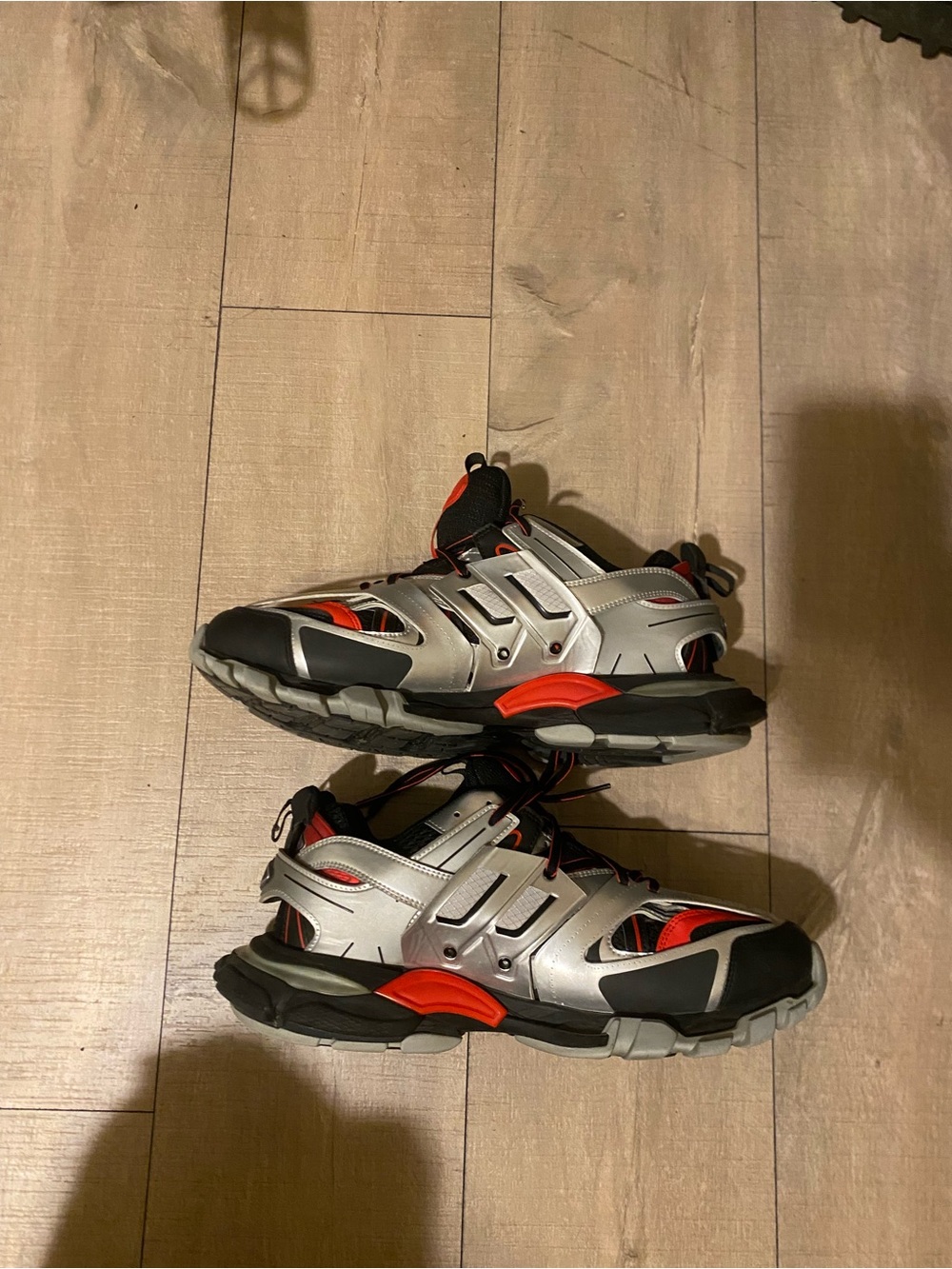 Balenciaga, Silver Red Black, Track Sneakers